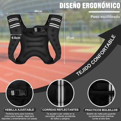 Chaleco Entrenamiento PRO Peso 5kg Gym Crossfit Equipo Fitness y running